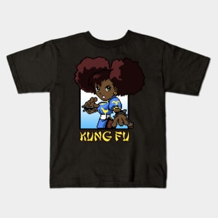 Kawaii Afro Kung Fu Girl Kids T-Shirt